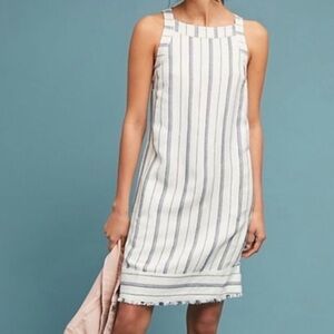 Anthropologie Akemi & Kin Claudia Sleeveless Striped Linen Dress White 0‎
